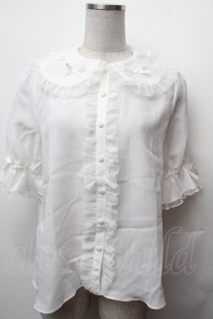 画像: axes femme kawaii / プチリボン半袖ブラウス  白 S-26-02-05-023-AX-BL-AS-ZS