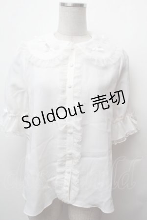 画像: axes femme kawaii / プチリボン半袖ブラウス  白 S-26-02-05-023-AX-BL-AS-ZS