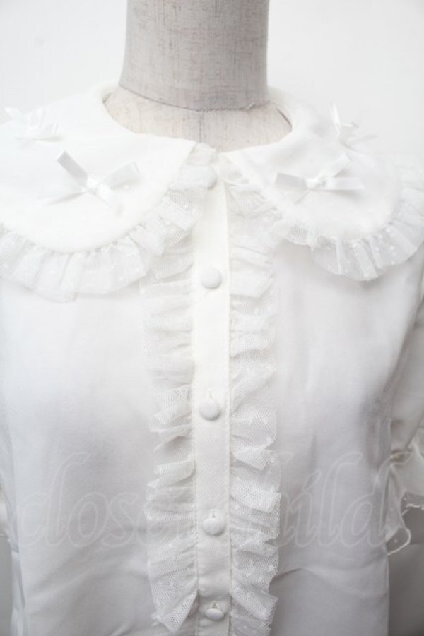 画像2: axes femme kawaii / プチリボン半袖ブラウス  白 S-26-02-05-023-AX-BL-AS-ZS (2)