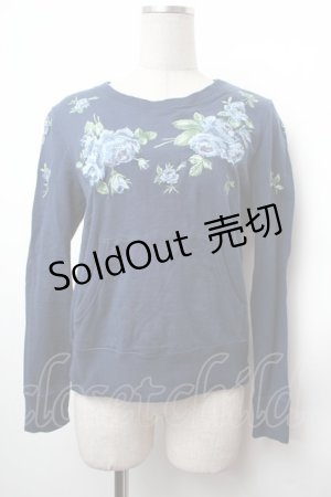 画像: Jane Marple / ローズ刺繍スウェット  紺 S-26-02-05-028-JM-TO-AS-ZS