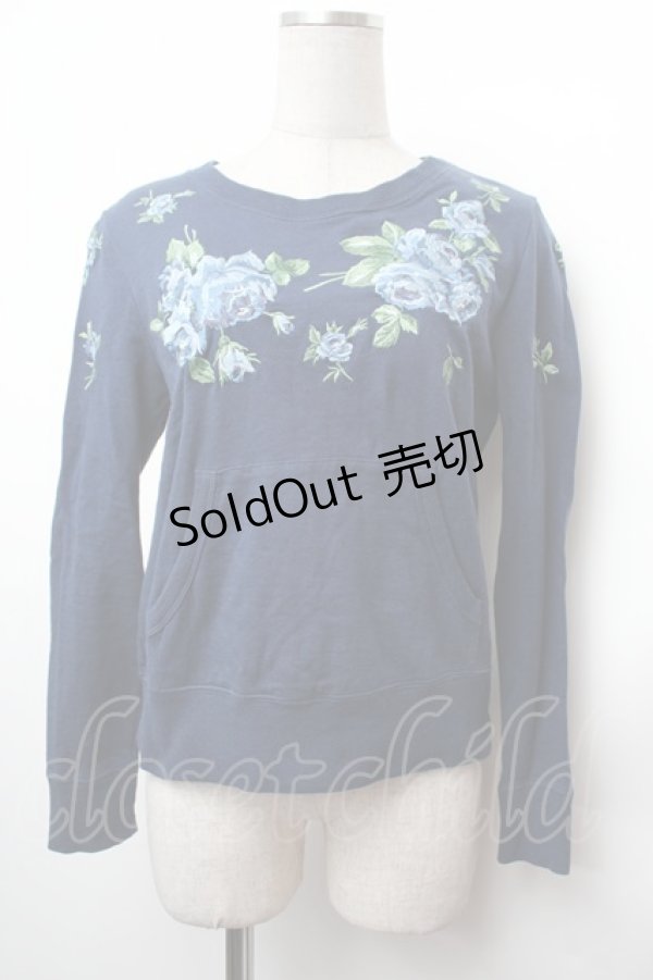 画像1: Jane Marple / ローズ刺繍スウェット  紺 S-26-02-05-028-JM-TO-AS-ZS (1)