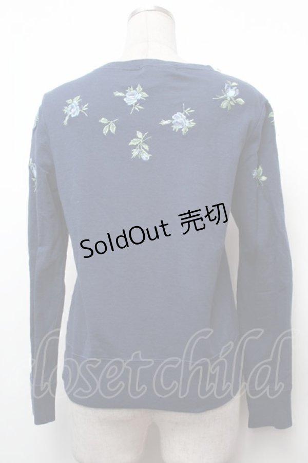 画像4: Jane Marple / ローズ刺繍スウェット  紺 S-26-02-05-028-JM-TO-AS-ZS (4)