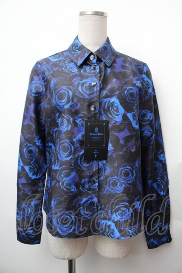 画像1: Moi-meme-Moitie / 青薔薇シャツ 9 黒ｘ青 S-26-02-05-029-MO-BL-AS-ZS (1)