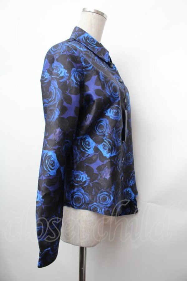 画像2: Moi-meme-Moitie / 青薔薇シャツ 9 黒ｘ青 S-26-02-05-029-MO-BL-AS-ZS (2)