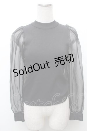 画像: jouetie / シースルースリーブニット  黒 S-26-02-06-031-EL-TO-HR-ZS