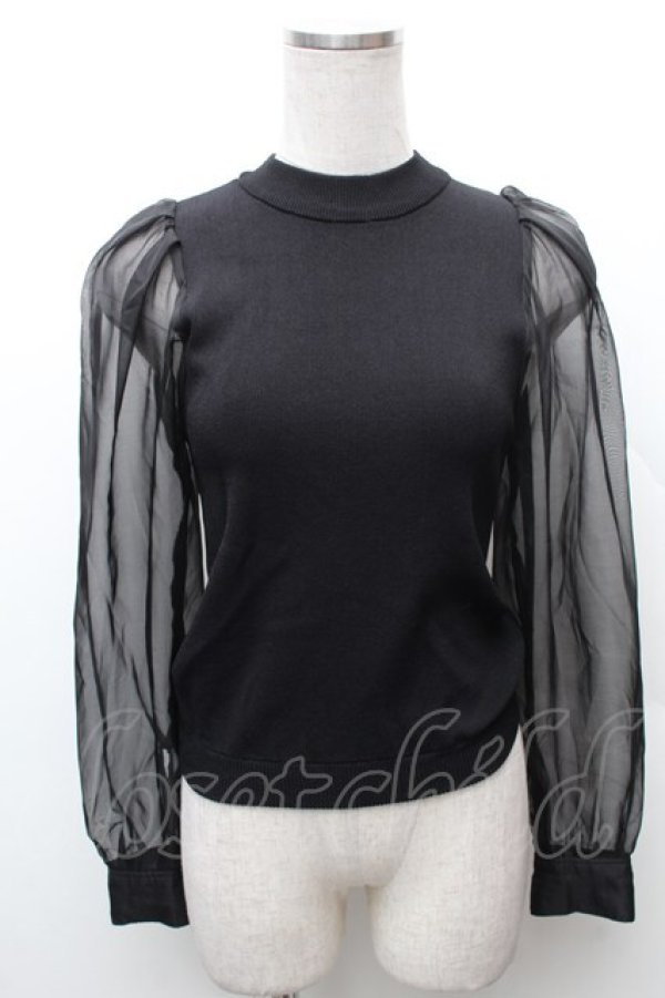 画像1: jouetie / シースルースリーブニット  黒 S-26-02-06-031-EL-TO-HR-ZS (1)