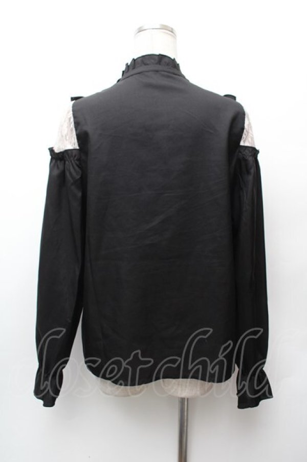 画像3: THE SILHOUETTE / レース切替ブラウス  黒 S-26-02-06-032-LO-BL-TE-ZS (3)