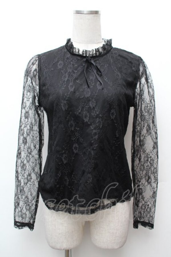 画像1: Ank Rouge / /総レーストップス  黒 S-26-02-06-033-CA-TO-HR-ZS (1)