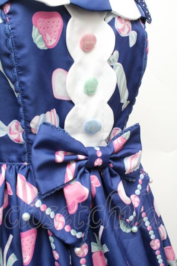 画像7: Angelic Pretty / Candy Ornamentジャンパースカート  ネイビー S-26-02-06-037-AP-OP-TE-ZS (7)