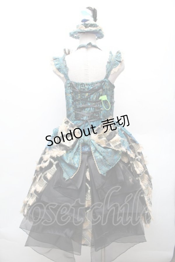 画像2: Mewroco / Peacock Feather ミニドレス  グリーン S-26-02-06-038-LO-OP-TE-ZS (2)