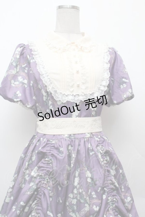 画像2: 中国ロリータ / フラワーフレームプリントワンピース XL パープル S-26-02-06-039-LO-OP-TE-ZS (2)