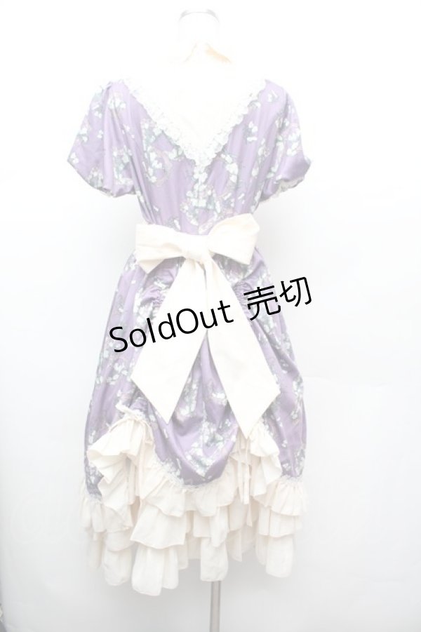 画像5: 中国ロリータ / フラワーフレームプリントワンピース XL パープル S-26-02-06-039-LO-OP-TE-ZS (5)