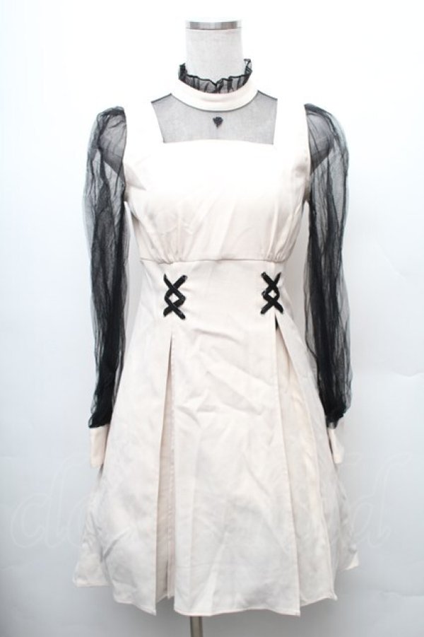 画像1: EATME / チュールコンビイレヘムワンピース  ベージュｘ黒 S-26-02-06-041-LO-OP-HR-ZS (1)