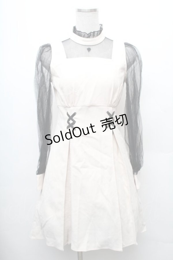 画像1: EATME / チュールコンビイレヘムワンピース  ベージュｘ黒 S-26-02-06-041-LO-OP-HR-ZS (1)