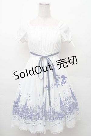 画像: Moi-meme-Moitie / サイレントムーンワンピース(ミニ丈)  白ｘ青 S-26-02-06-044-MO-OP-HR-ZS