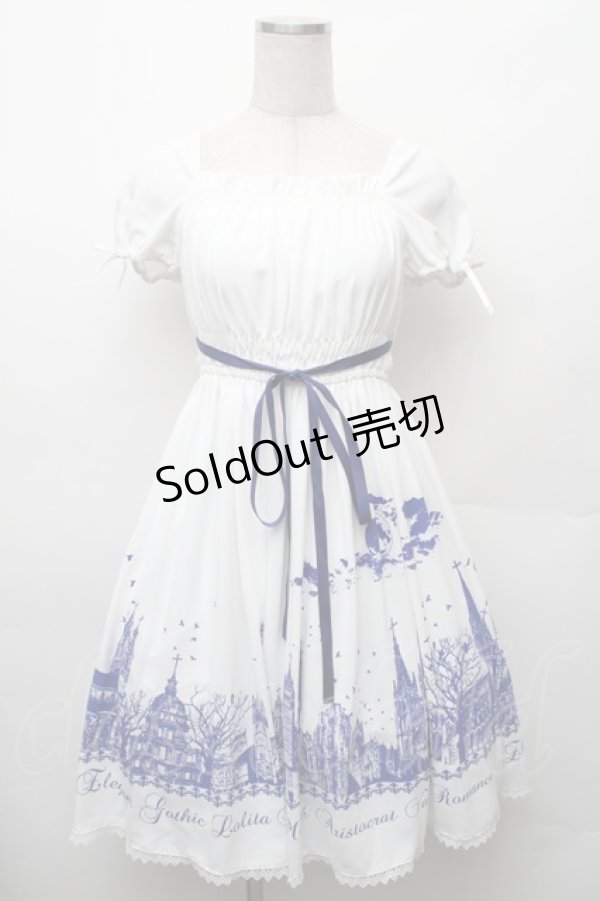 画像1: Moi-meme-Moitie / サイレントムーンワンピース(ミニ丈)  白ｘ青 S-26-02-06-044-MO-OP-HR-ZS (1)