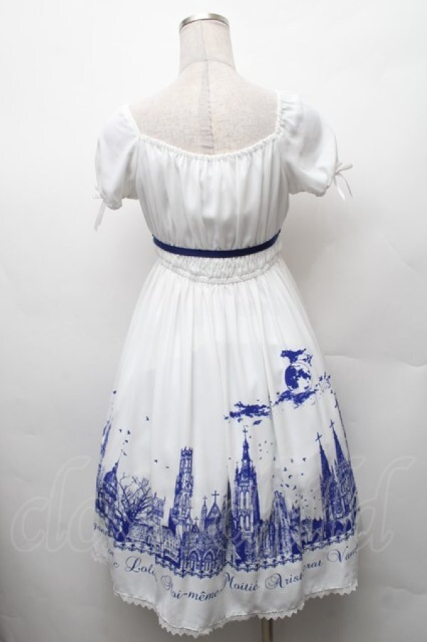 画像2: Moi-meme-Moitie / サイレントムーンワンピース(ミニ丈)  白ｘ青 S-26-02-06-044-MO-OP-HR-ZS (2)