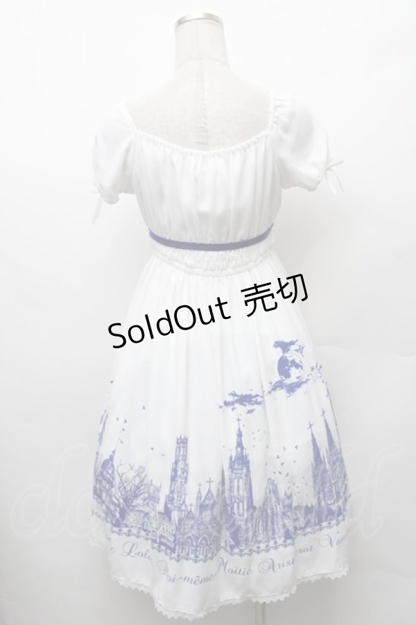 画像2: Moi-meme-Moitie / サイレントムーンワンピース(ミニ丈)  白ｘ青 S-26-02-06-044-MO-OP-HR-ZS (2)