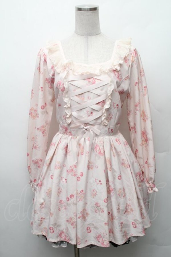 画像1: LIZ LISA / キャットチェリーワンピース 0 ピンク S-26-02-06-045-LO-OP-HR-ZS (1)