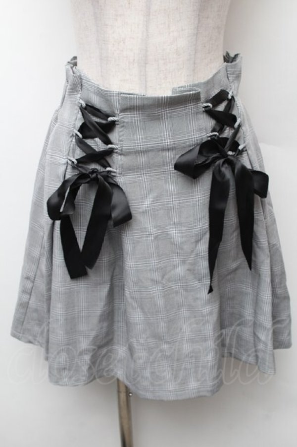 画像1: MA*RS / レースアップチェックスカート  グレー S-26-02-06-050-EL-SK-HR-ZS (1)