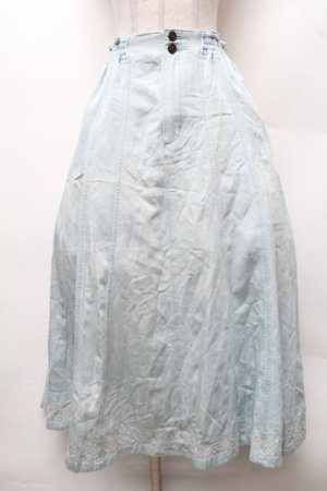 画像: axes femme / デニム風ロングスカート  サックス S-26-02-06-052-AX-SK-HR-ZS