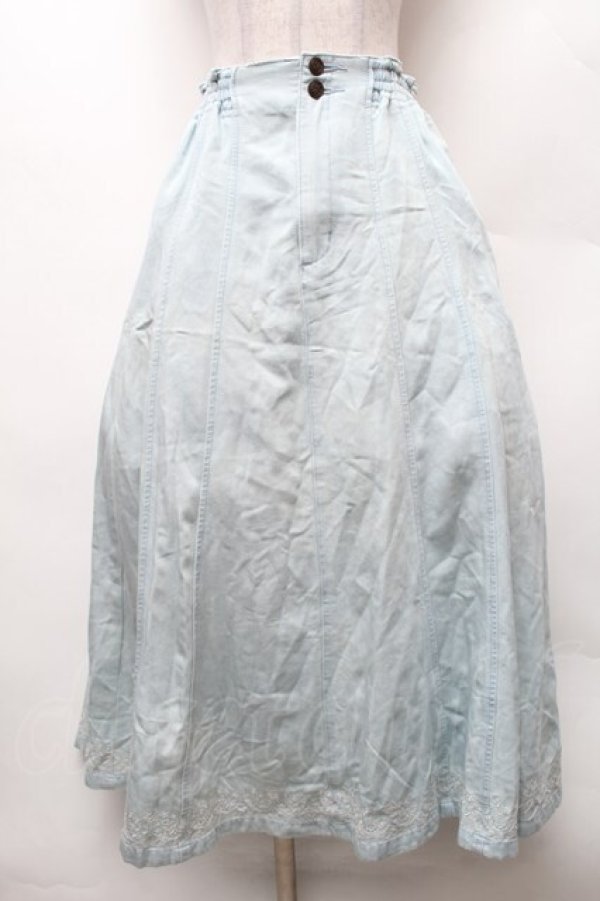 画像1: axes femme / デニム風ロングスカート  サックス S-26-02-06-052-AX-SK-HR-ZS (1)