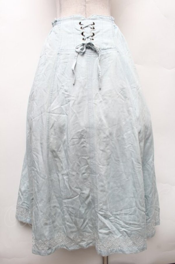 画像2: axes femme / デニム風ロングスカート  サックス S-26-02-06-052-AX-SK-HR-ZS (2)