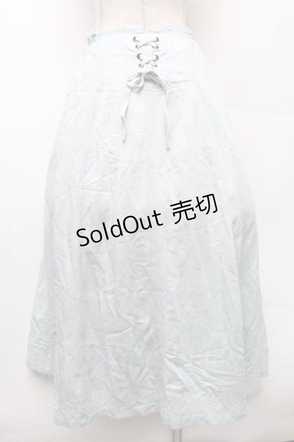 画像2: axes femme / デニム風ロングスカート  サックス S-26-02-06-052-AX-SK-HR-ZS (2)