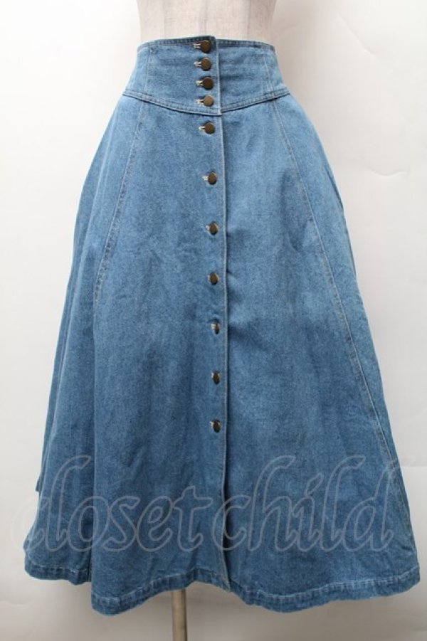 画像1: an another angelus / バックレースアップデニムロングスカート  ブルー S-26-02-06-053-CA-SK-HR-ZS (1)