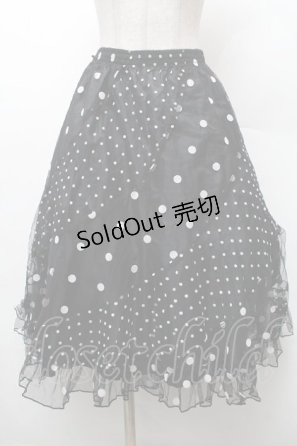 画像1: LOLITA / ドットチュール重ねスカート  黒 S-26-02-06-054-LO-SK-HR-ZS (1)