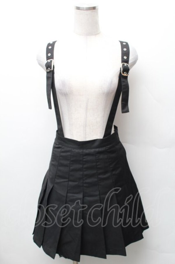 画像1: Ank Rouge / サス付プリーツスカート  黒 S-26-02-06-055-CA-SK-HR-ZS (1)