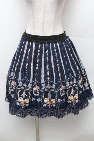 画像: axes femme / パネル香水瓶柄プリーツスカート  紺 S-26-02-06-056-AX-SK-HR-ZS