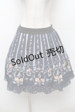 画像: axes femme / パネル香水瓶柄プリーツスカート  紺 S-26-02-06-056-AX-SK-HR-ZS