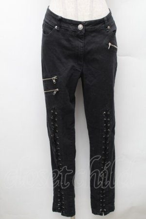 画像: KILL STAR / レースアップスキニーパンツ L 黒 S-26-02-06-059-SL-PA-HR-ZS