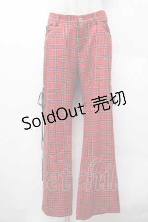 画像: PEACE NOW / タータンチェックパンツ  赤 S-26-02-06-060-PU-PA-HR-ZS