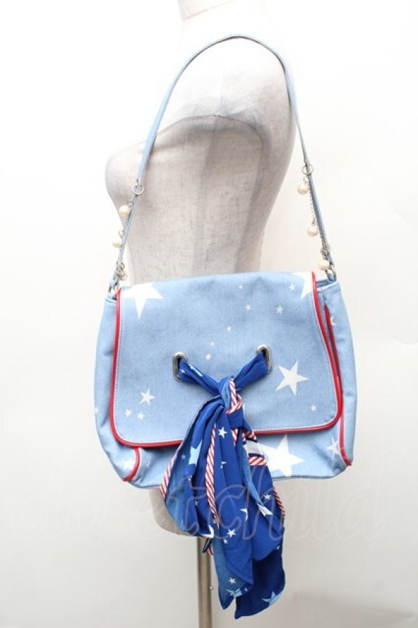 画像1: MILK / スカーフデザインバッグ  サックス S-26-02-06-010-ML-BG-HR-ZS (1)