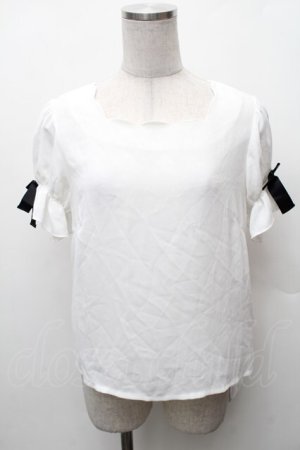 画像: Ank Rouge / スカラップ半袖リボンブラウス  白 S-26-02-06-019-CA-BL-HR-ZS