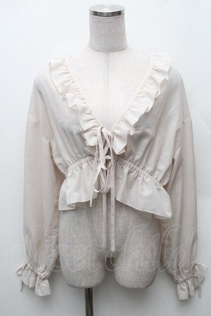 画像: EATME / リボンフリルペプラムTOP  ベージュ S-26-02-06-021-LO-TO-HR-ZS