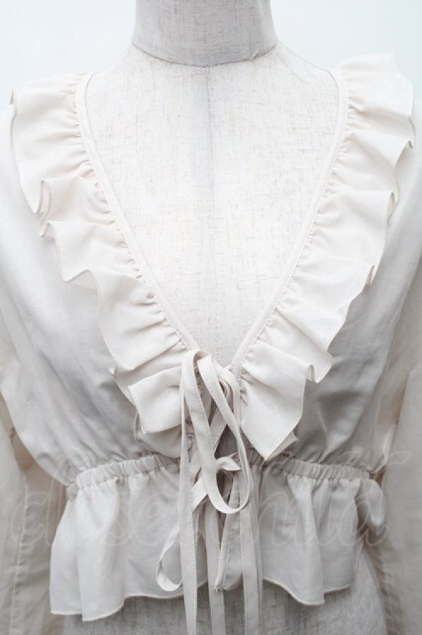 画像3: EATME / リボンフリルペプラムTOP  ベージュ S-26-02-06-021-LO-TO-HR-ZS (3)