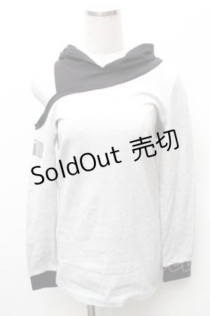 画像: NieR Clothing / バイカラーフード付カットソー  黒ｘグレー S-26-02-06-025-PU-TO-HR-ZS