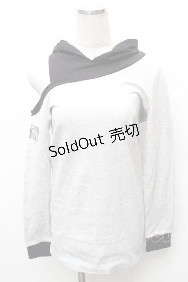 画像1: NieR Clothing / バイカラーフード付カットソー  黒ｘグレー S-26-02-06-025-PU-TO-HR-ZS (1)