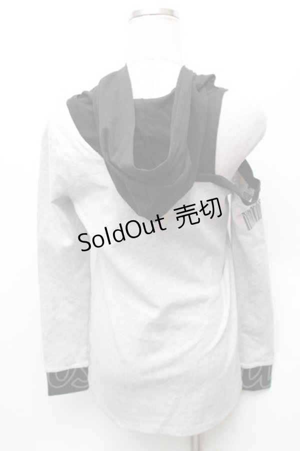 画像2: NieR Clothing / バイカラーフード付カットソー  黒ｘグレー S-26-02-06-025-PU-TO-HR-ZS (2)