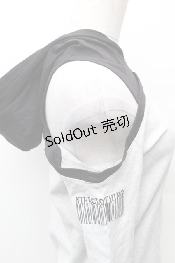 画像3: NieR Clothing / バイカラーフード付カットソー  黒ｘグレー S-26-02-06-025-PU-TO-HR-ZS (3)
