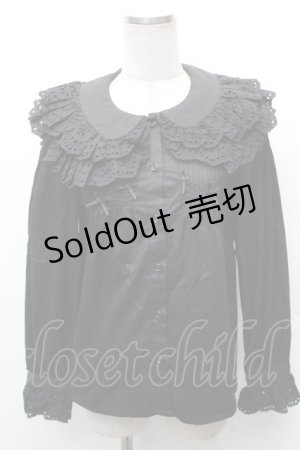 画像: The Memory of Lily / ダブルカラーブラウス S 黒 S-26-02-06-030-LO-BL-HR-ZS