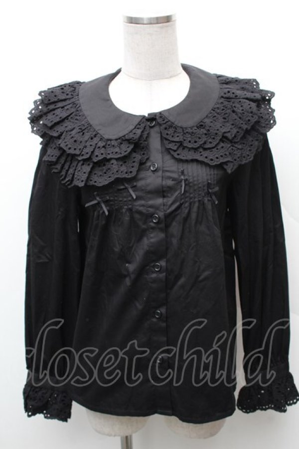 画像1: The Memory of Lily / ダブルカラーブラウス S 黒 S-26-02-06-030-LO-BL-HR-ZS (1)