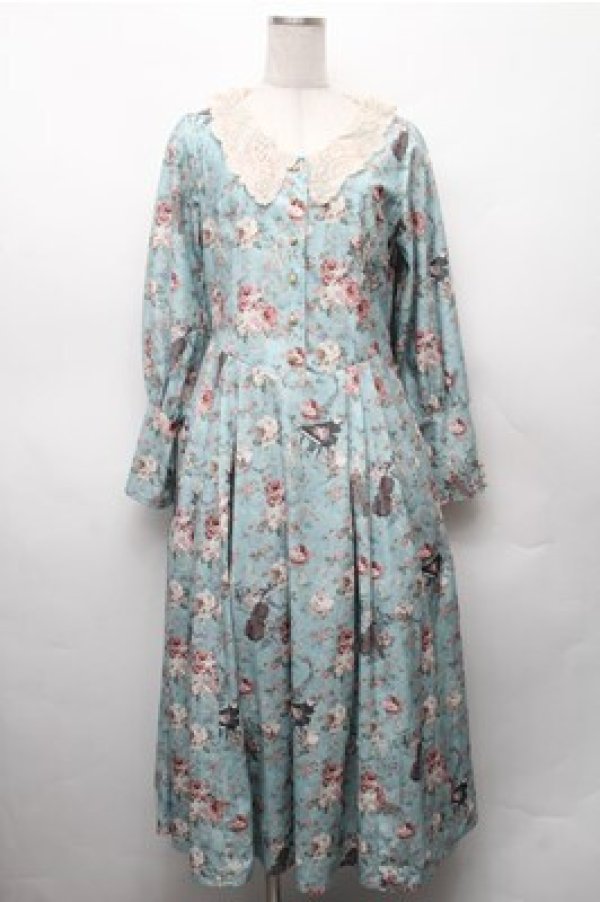 画像1: axes femme / 音楽と薔薇柄ドレス風ワンピース  ミント S-26-02-08-042-AX-OP-HR-ZS (1)