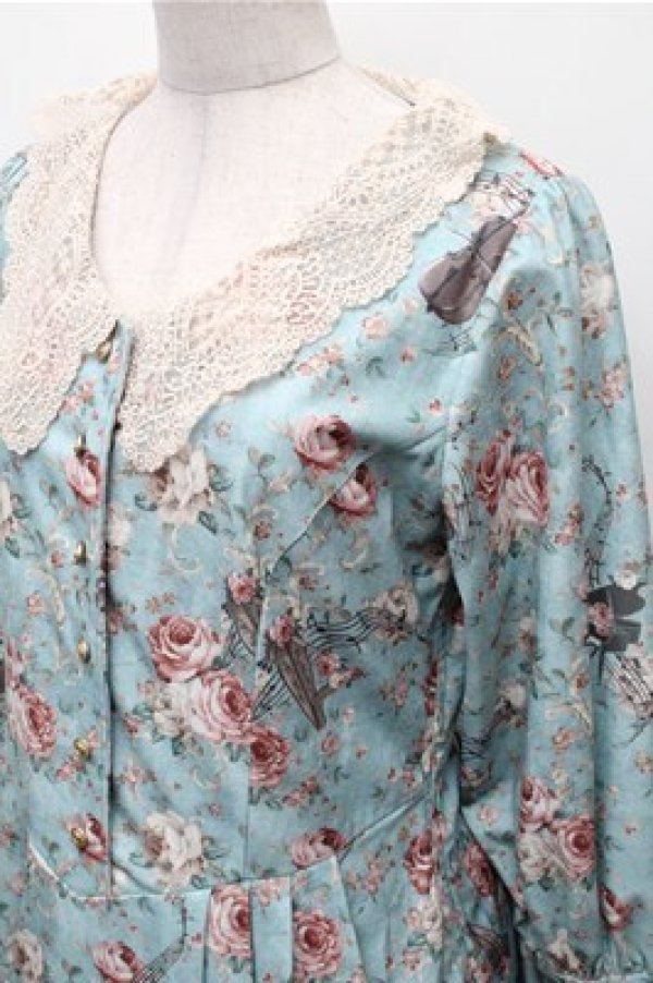 画像3: axes femme / 音楽と薔薇柄ドレス風ワンピース  ミント S-26-02-08-042-AX-OP-HR-ZS (3)