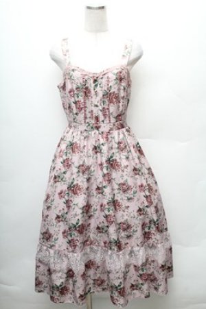 画像: axes femme / 花総柄ビスチェラインジャンスカ  ピンク S-26-02-08-044-AX-OP-HR-ZS