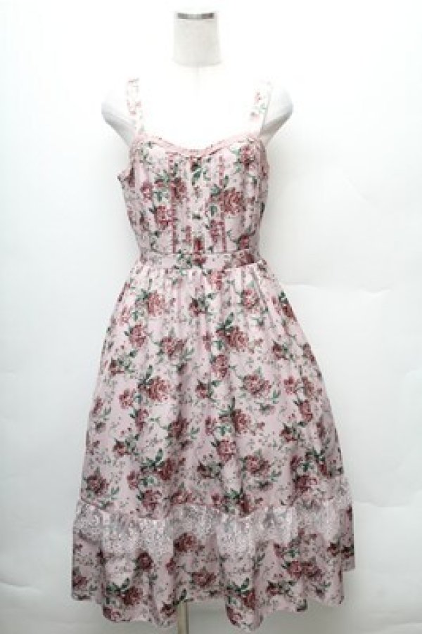 画像1: axes femme / 花総柄ビスチェラインジャンスカ  ピンク S-26-02-08-044-AX-OP-HR-ZS (1)