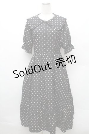 画像: m petit by misako / 梨地水玉半袖ワンピース L 黒 S-26-02-08-045-LO-OP-HR-ZS